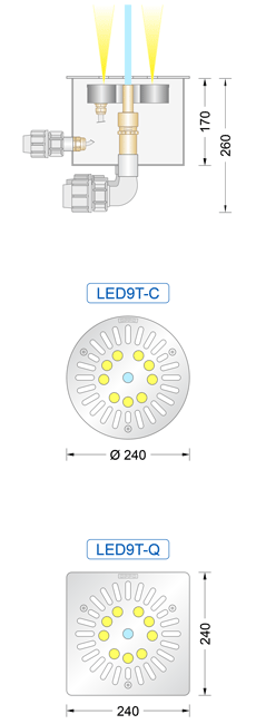Gruppo di erogazione per fontane Floor-Kit/LED9T
